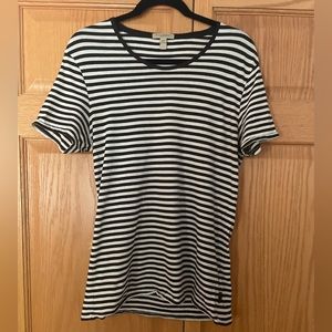 Burberry Black and White Striped Tee Size Small